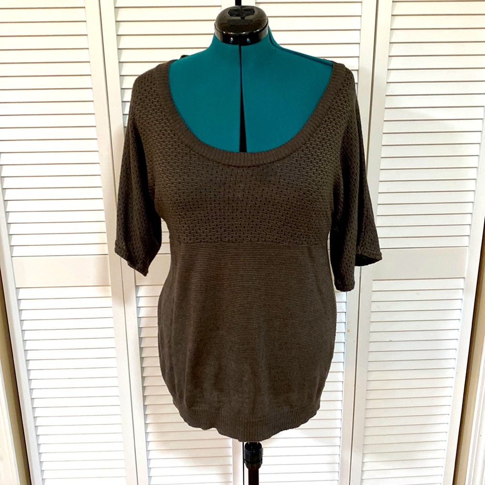 Maurices Size 2X Olive Scoopneck Short-sleeve Sweater